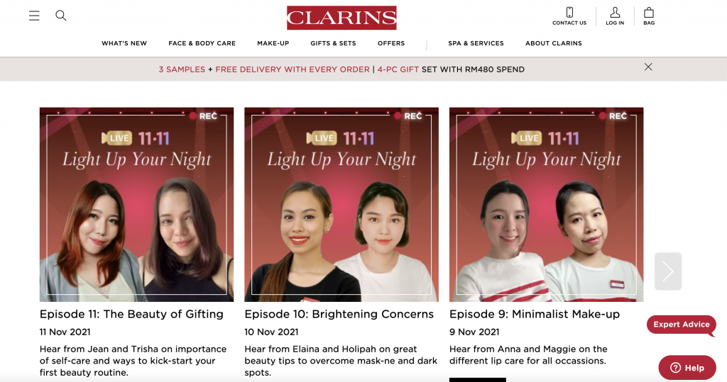 clarins live shopping