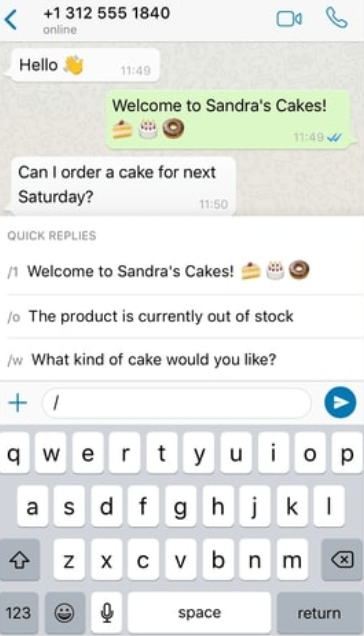 whatsapp business quick reply